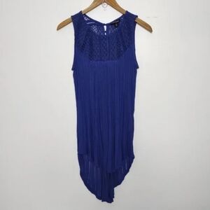 Bohemian Rib Transparent Rib High and Low  Tank Top Blue
